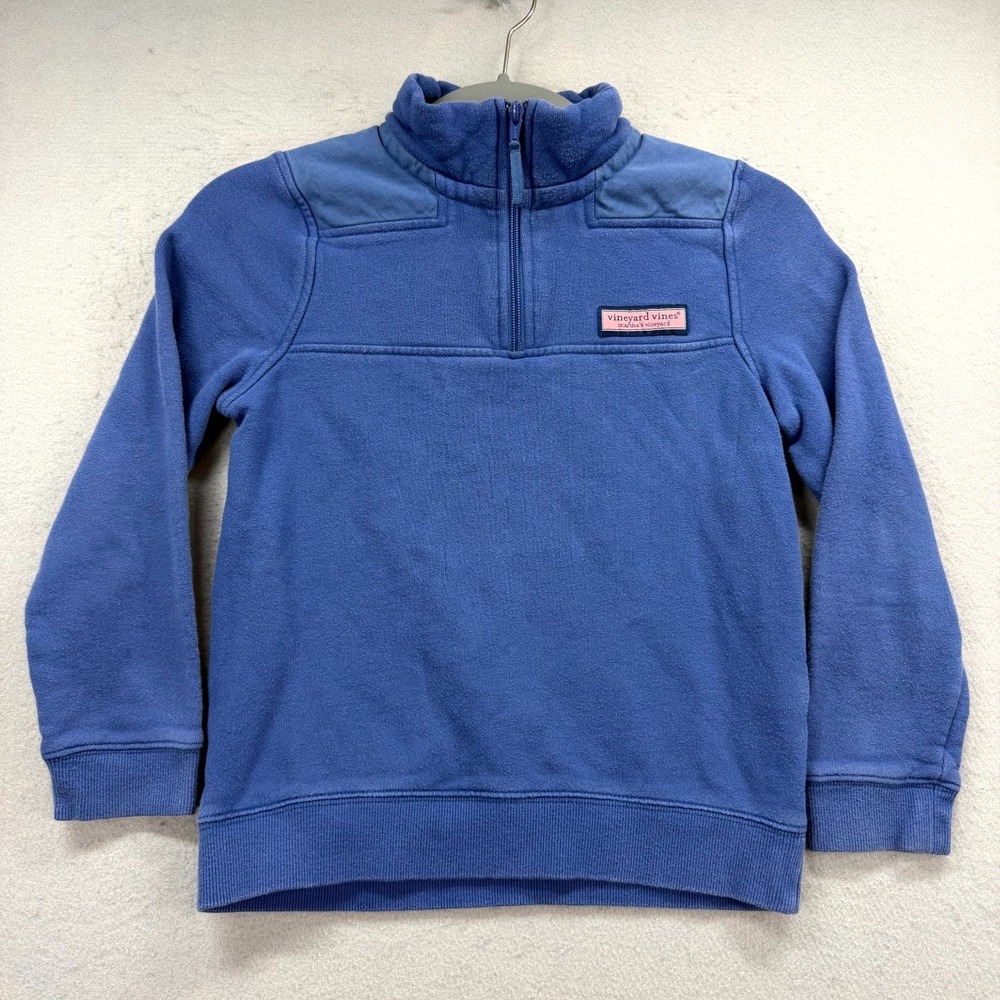 Vineyard Vines Sweatshirt Unisex Kids Small Blue Patch Logo Quarter-Zip Pullover